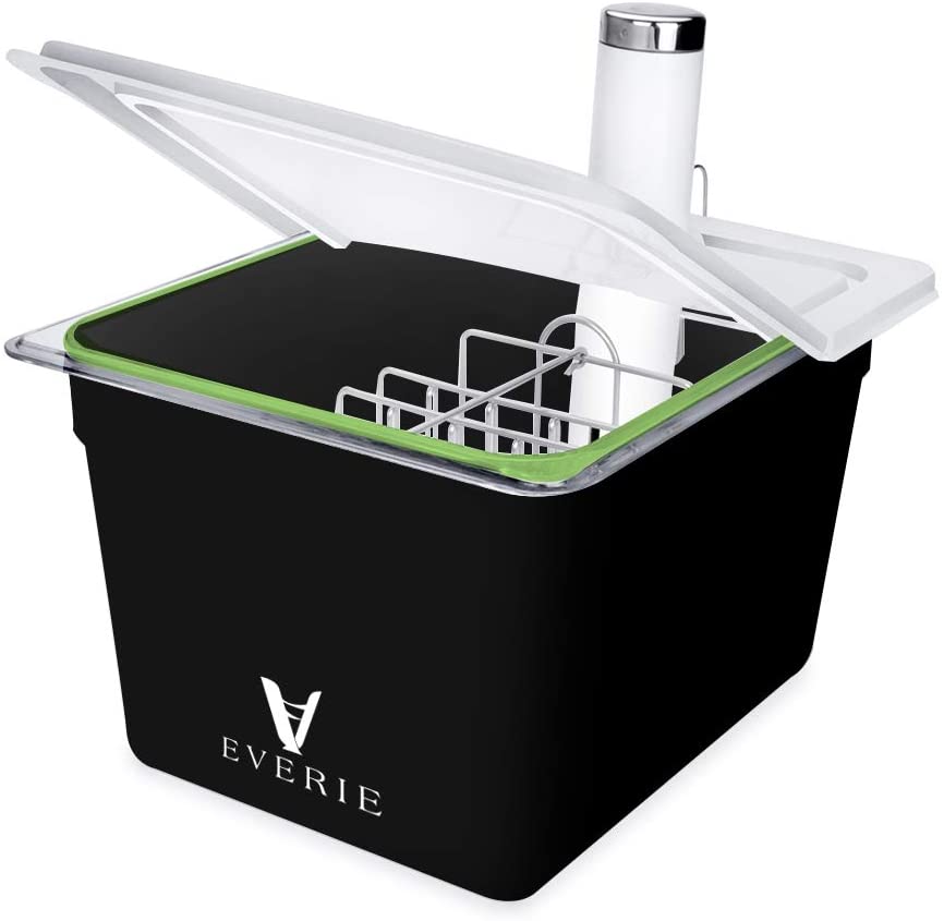 Sous Vide Container 11.6 QT With Lid & Built-in Rack - Double-Door Design, Heat Resistant, Fits Most Immersion Circulators